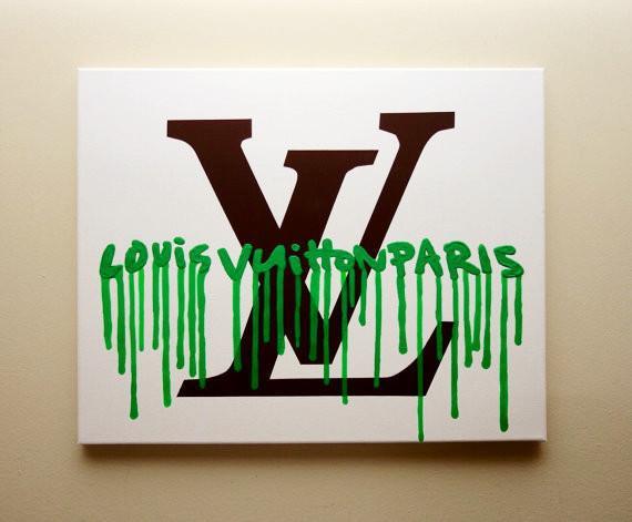 Dripping LV Logo - LV GRAFFITI DRIP GREEN