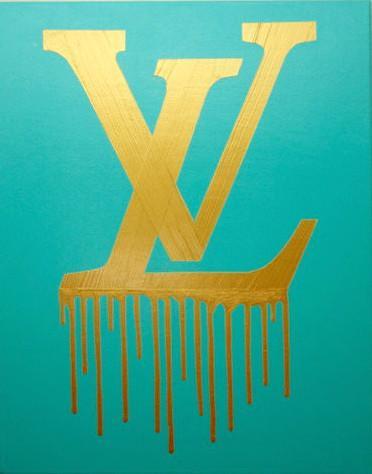Dripping LV Logo - LV DRIP - ROBIN EGG BLUE / GOLD – Tiffany Ussery Artwork