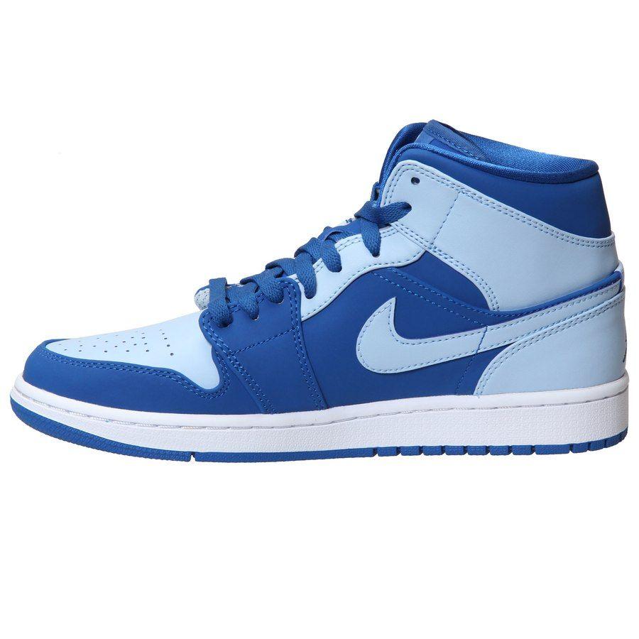 Baby Blue Jordan Logo - Men's Royal/Light Blue Air Jordan 1 Mid Shoes