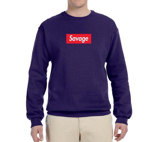 Purple Savage Logo - Savage Logo | Mens Streetwear Crewneck Graphic Sweatshirt – Wild Bobby