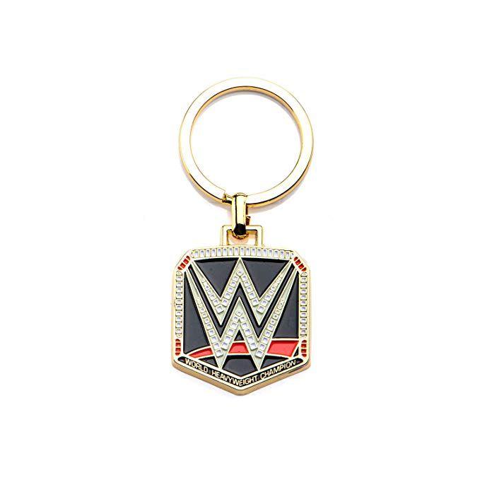 WWE Logo - WWE Logo Gold PVD Plated Stainless Steel Keychain: Clothing