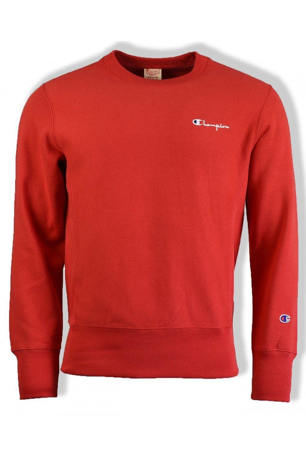 Red Reverse Logo - Champion Reverse Weave Logo Sweatshirt (Red) | ThirtySix