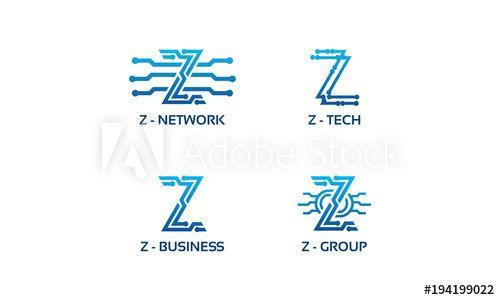 Cool Z Logo - Z initial Tech logo vector set, Cool Z Initial Wire logo template ...