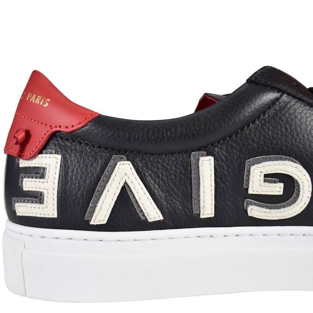 Red Reverse Logo - GIVENCHY Black Red Reverse Logo Street Trainers