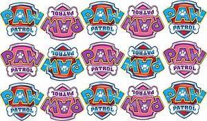 Blue Paw Patrol Logo - 15 PRECUT Edible Icing Pink & Blue Paw Patrol Logo's Cupcake Toppers ...