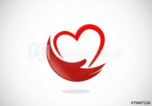 Red Help Logo - love heart hand help abstract vector logo this stock vector