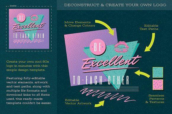 1980s Logo - A Most Excellent 1980s Logo Template ~ Logo Templates ~ Creative Market