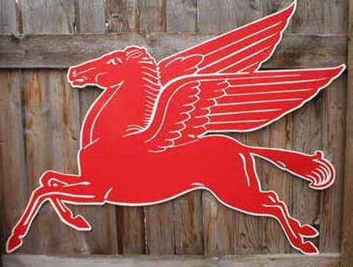 Flying Red Horse Logo - Mobil Pegasus Flying Red Horse Sign Large 42 | eBay