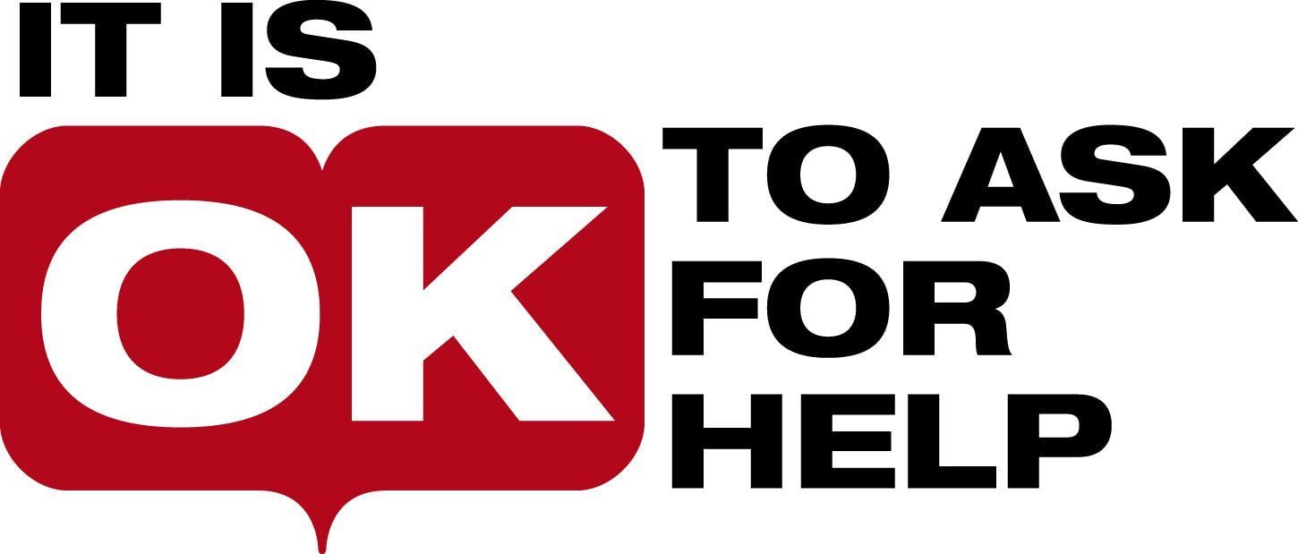 Red Help Logo - It is OK to ask for help logo. It's Not OK