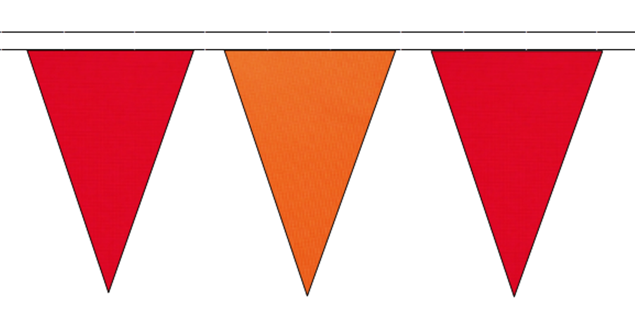 Red Orange Triangle Logo - RED AND ORANGE TRIANGULAR BUNTING 20m 50m LENGTHS