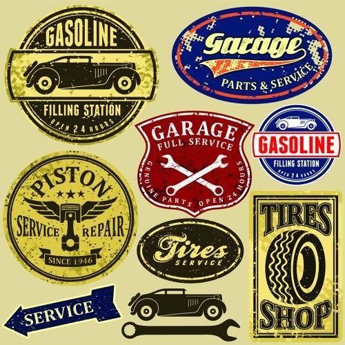Vintage Garage Car Shop Logo - Targhe vintage garage. ロゴ. Vintage, Car repair and Cars