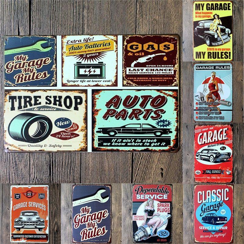 Vintage Garage Car Shop Logo - Detail Feedback Questions about Garage painting iron panel 20*30CM ...