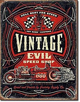 Vintage Garage Car Shop Logo - VINTAGE EVIL HOT ROD Sign Garage Signs Vintage Tin Signs Retro Metal ...