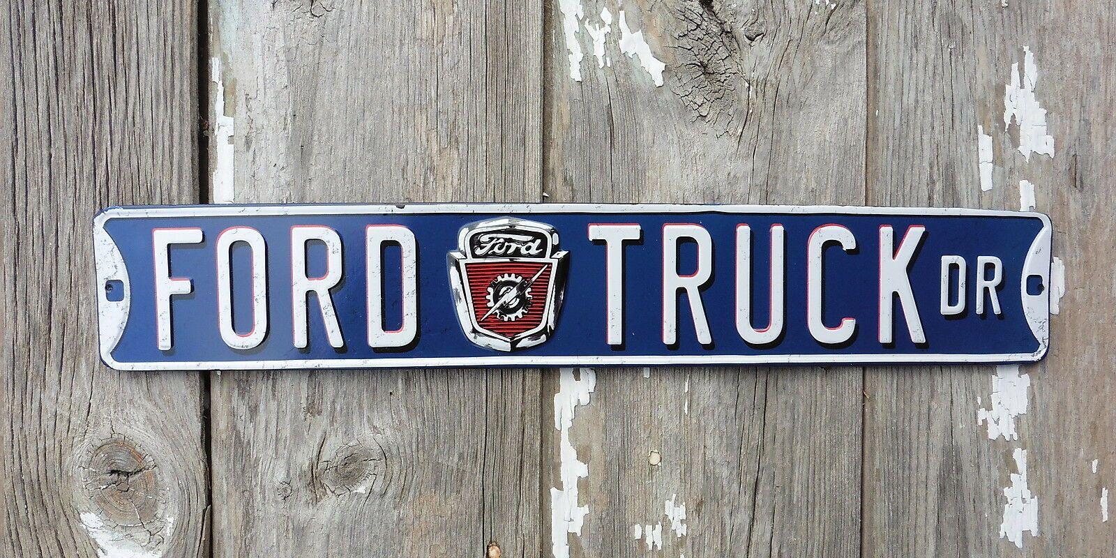 Vintage Garage Car Shop Logo - FORD TRUCK DR Drive Vintage Lightning Logo Garage Shop Embossed Car