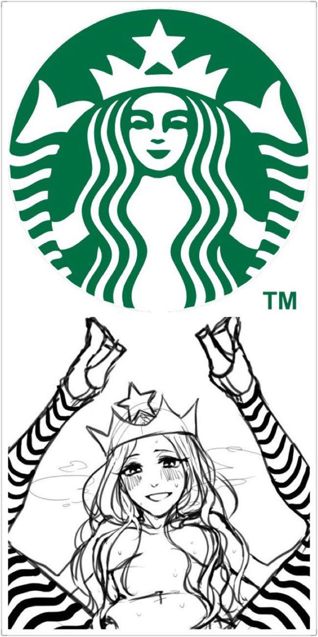 Starbucks First Logo - Starbucks logo and the first draft