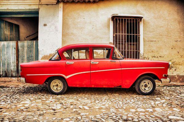 Old Red Cars Logo - Old classic red car in Cuba - Even today, Cuba still feels like time ...