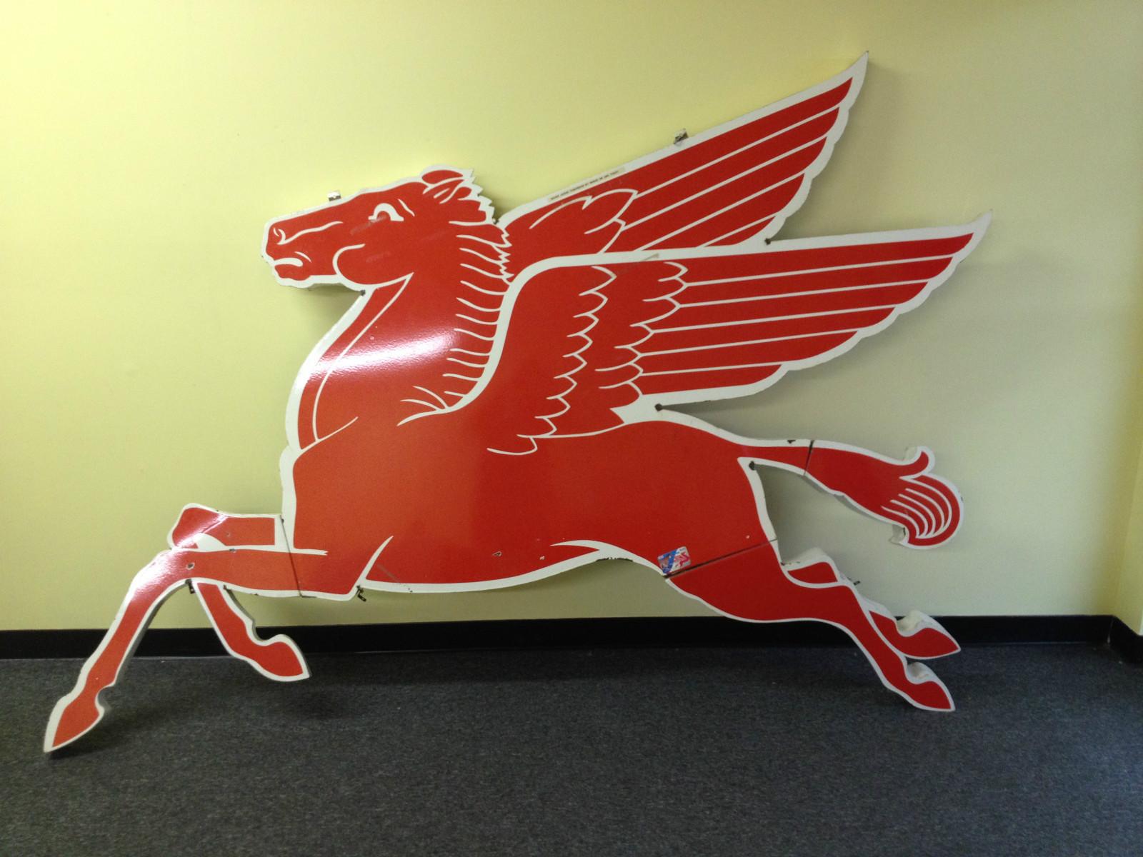 Flying Red Horse Logo - Mobil Pegasus “Flying Red Horse” Giant Porcelain Sign. Greatest