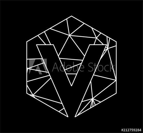 Black Triangle Company Logo - v initials geometric hexagonal triangle chain for company logo