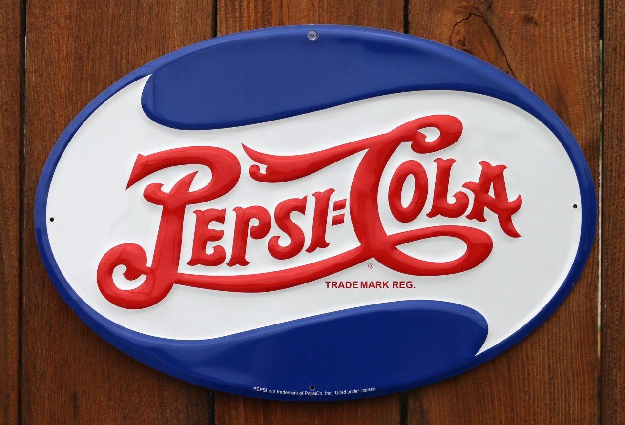 Restaurant Oval Logo - Pepsi Cola Oval Logo Metal Sign Pop Soda Kitchen Restaurant Vintage ...