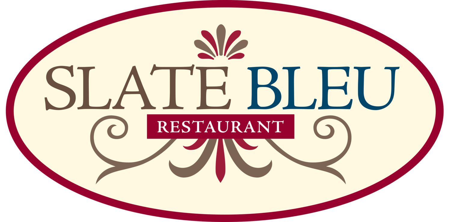Restaurant with Red Oval Logo - Slate Bleu Restaurant [ SLATE BLEU RESTAURANT ]
