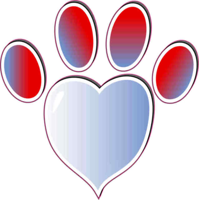 Blue Red Paw Logo - 3 X 3 Blue and Red Paw Print Bumper Sticker Vinyl Vehicle Stickers ...