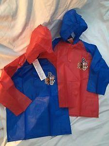 Blue Red Paw Logo - baby toddlers plastic mac with hood red blue paw patrol age 2 4 6