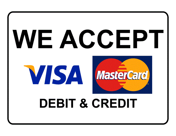 Major Credit Card Logo - We now accept all major credit and debit cards