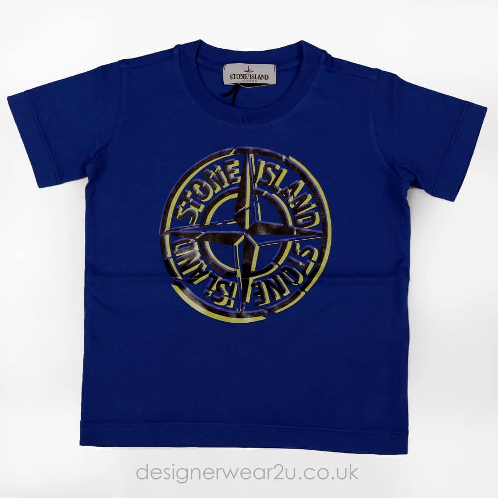 Blue Si Logo - S.I Junior Stone Island Junior Printed Logo T Shirt In Blue