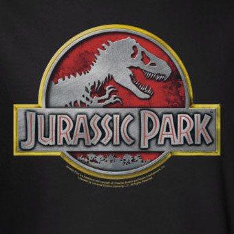 Red Silver Logo - Jurassic Park Red-Silver Logo on Black T-Shirt – overjupiter.com