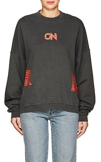 Red Silver Logo - Visitor On Earth Grey/Red/Silver Logo Cotton Sweatshirt For Women :