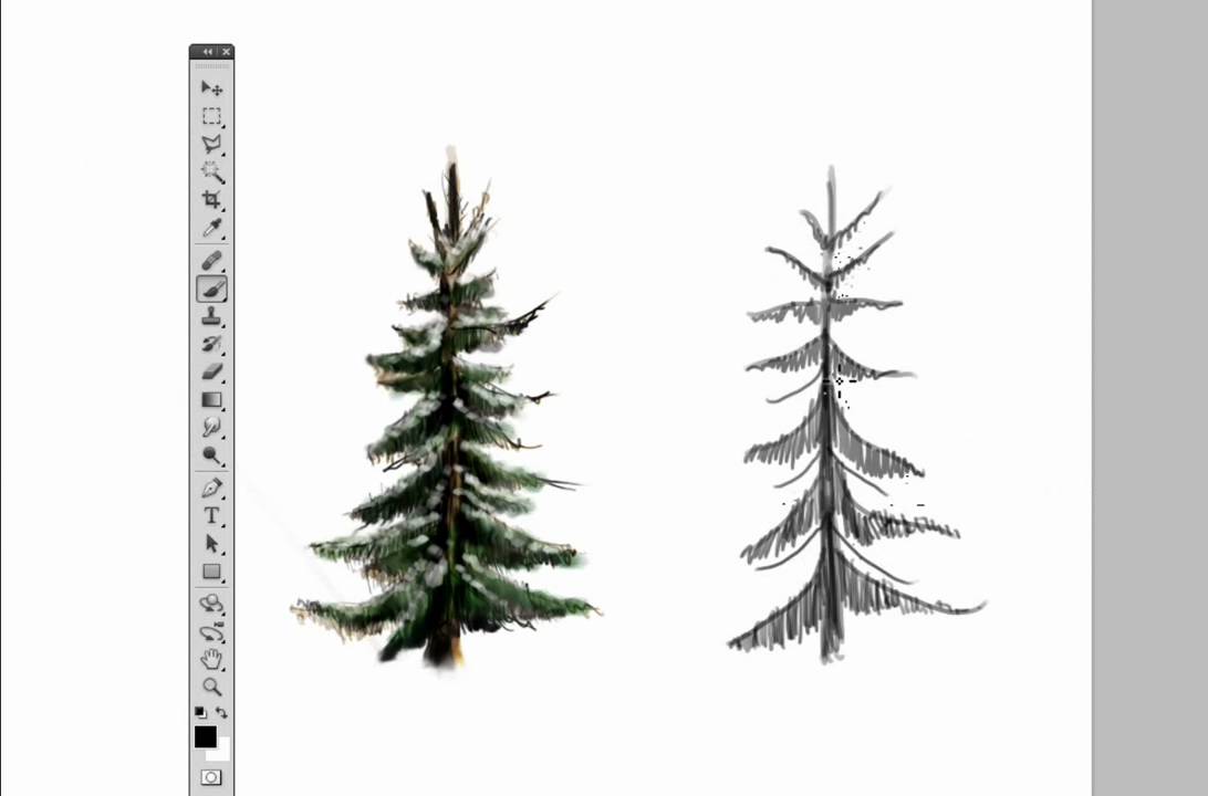 Black and White Pine Tree Logo - Draw a Pine tree in Photoshop - YouTube