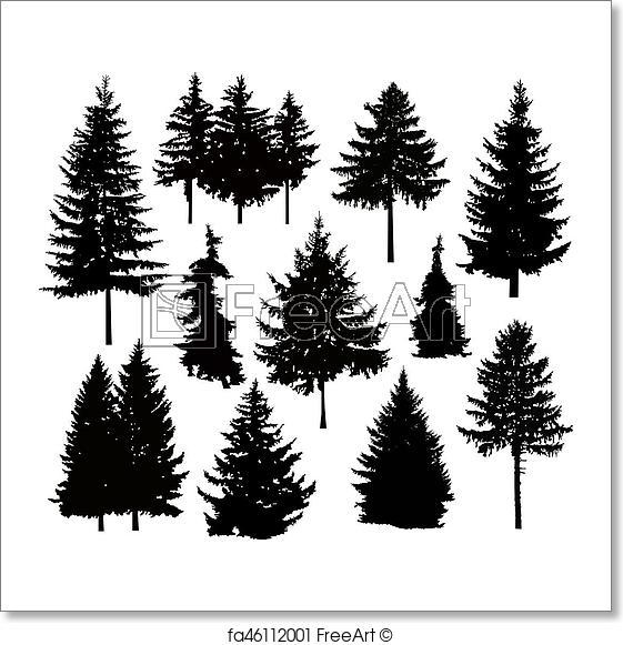 Black and White Pine Tree Logo - Free art print of Silhouette of different pine trees. Silhouette of ...