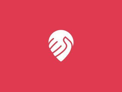 Red Help Logo - HandPin Description: Help service companies to grow localy. Logo