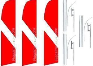 Red White Slash Logo - 3 Swooper Flags plus 3 Poles Dive Swooper Slash Line Red White | eBay