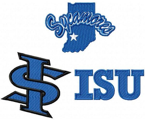 Indiana State Logo - Indiana State Sycamores logo machine embroidery design for instant