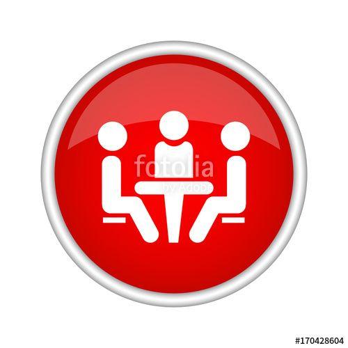 Red People Sitting Back to Back Logo - Conference icon. People sitting at the table.