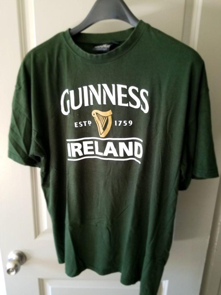 Clothing of a Harp Logo - Bottle Green Guinness Ireland Golden Harp Tee Shirt Size XL Est 1759 ...