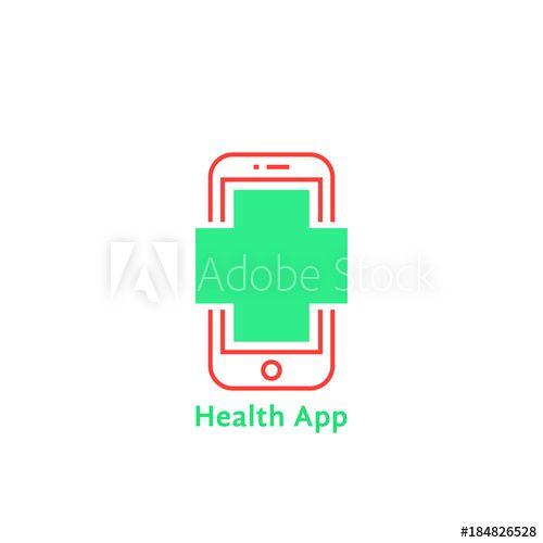 Adobe App Logo - red thin line phone like simple health app logo this stock