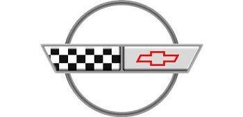 C4 Corvette Logo - C4 Corvette 1988 Silver 35th Anniversary Crossed Flag Logo Decal