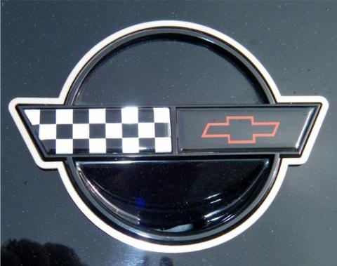 C4 Corvette Logo - American Car Craft Emblem Trim Rings Polished 2Pc 1984