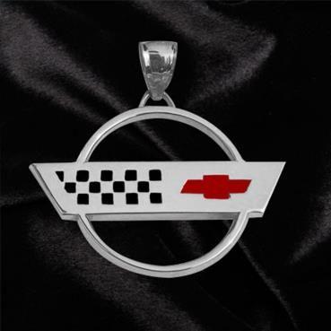 C4 Corvette Logo - Corvette C4 Corvette Emblem Enameled Pendant Sterling Silver