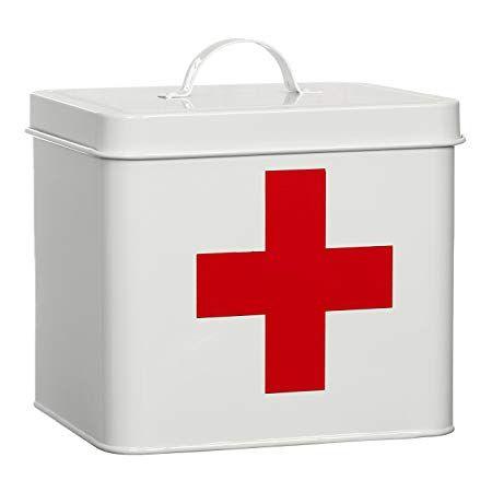 Red Cross in a Box with a White Logo - Premier Housewares First Aid Box - 16 x 18 x 15 cm, White/Red Cross ...