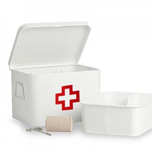 Red Cross in a Box with a White Logo - Enamel Retro Enamel Medicine Medical PINK CROSS Box Storage Tin ...