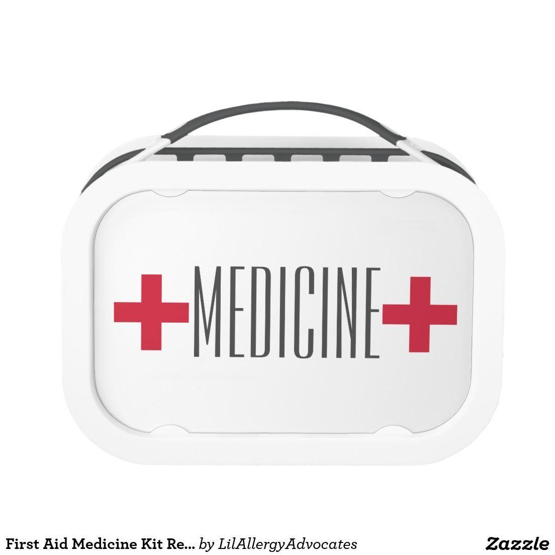 Red Cross in a Box with a White Logo - First Aid Medicine Kit Red and White Symbol Lunch Box | Epinephrine ...