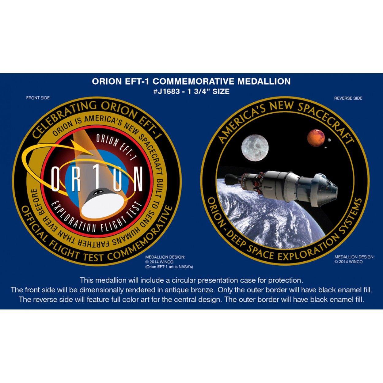 NASA Orion Logo - NASA ORION EFT 1 Medallion