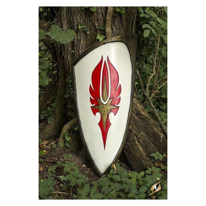 Red and White Shield Automotive Logo - Elf Shield inches Foam & Latex LARP, Roleplay, Cosplay