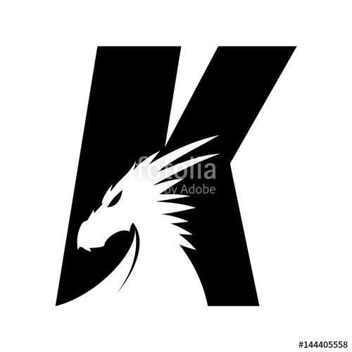 Cool K Logo - Letter K +Dragon Head - Black