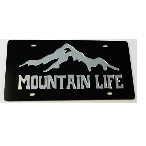 Mountain Life Logo - License Plate Mountain Life Acrylic Mirrored Car Tag | Etsy