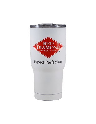 White with Red Diamond Logo - Red Diamond Soft Touch Tumbler for Hot or Cold Liquids