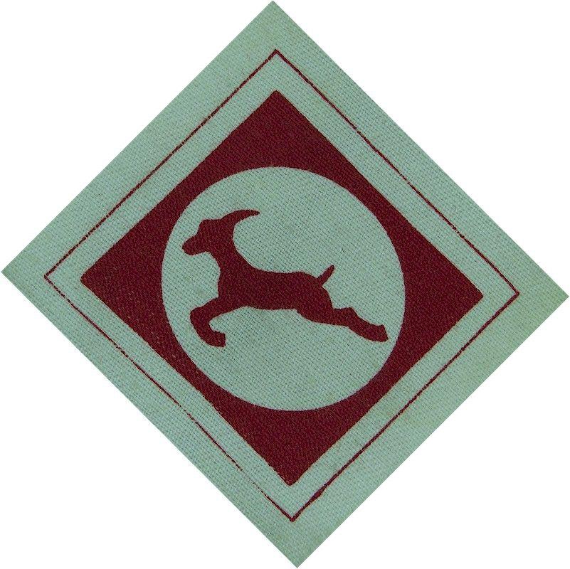 White with Red Diamond Logo - 13th Corps (Red Gazelle On White Disc, Red Diamond) Military Formation